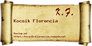 Kocsik Florencia névjegykártya